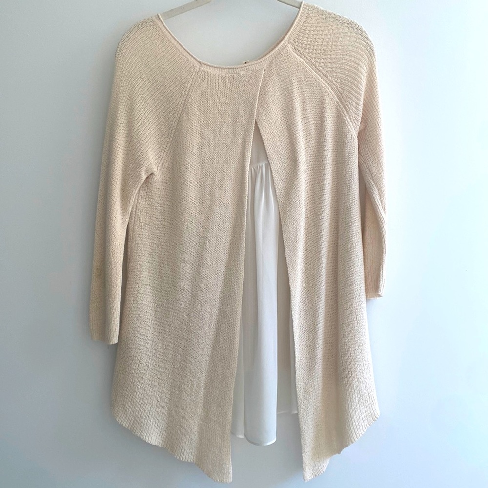 Anthropologie Knit Sweater with Sheer Back Panels